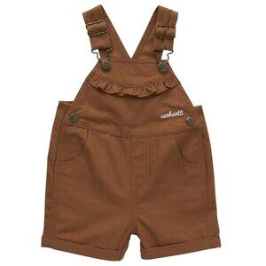 NWT Carhartt Baby Girls CM9748 Canvas Ruffle Front Shortall Overall